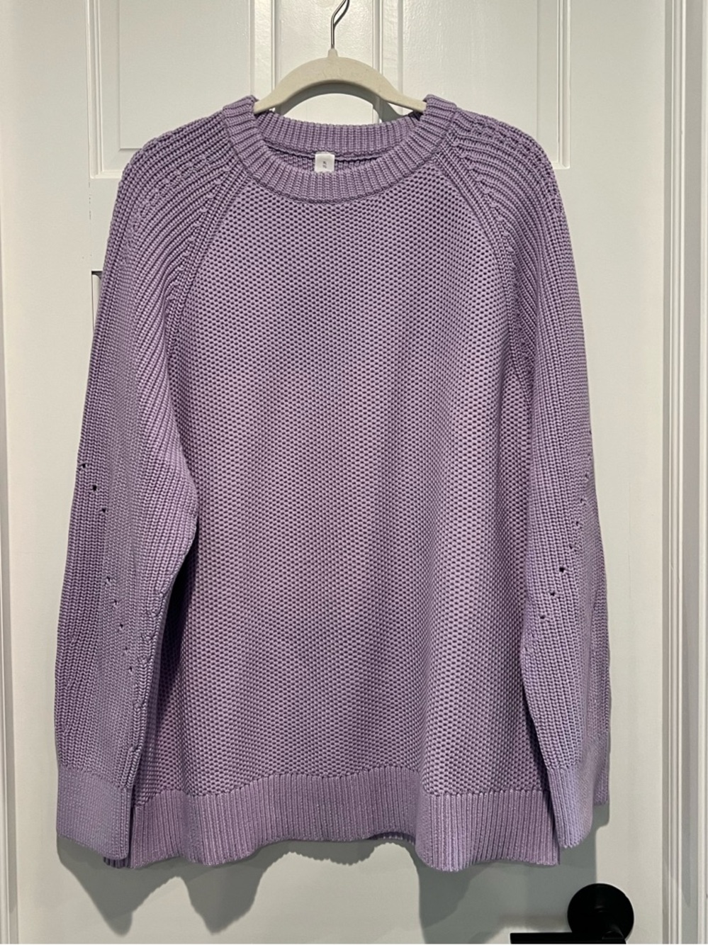 Lululemon Chunky Knit Crewneck Sweater XL Lavender Purple Cotton Blend W3HEIS - Picture 2 of 7